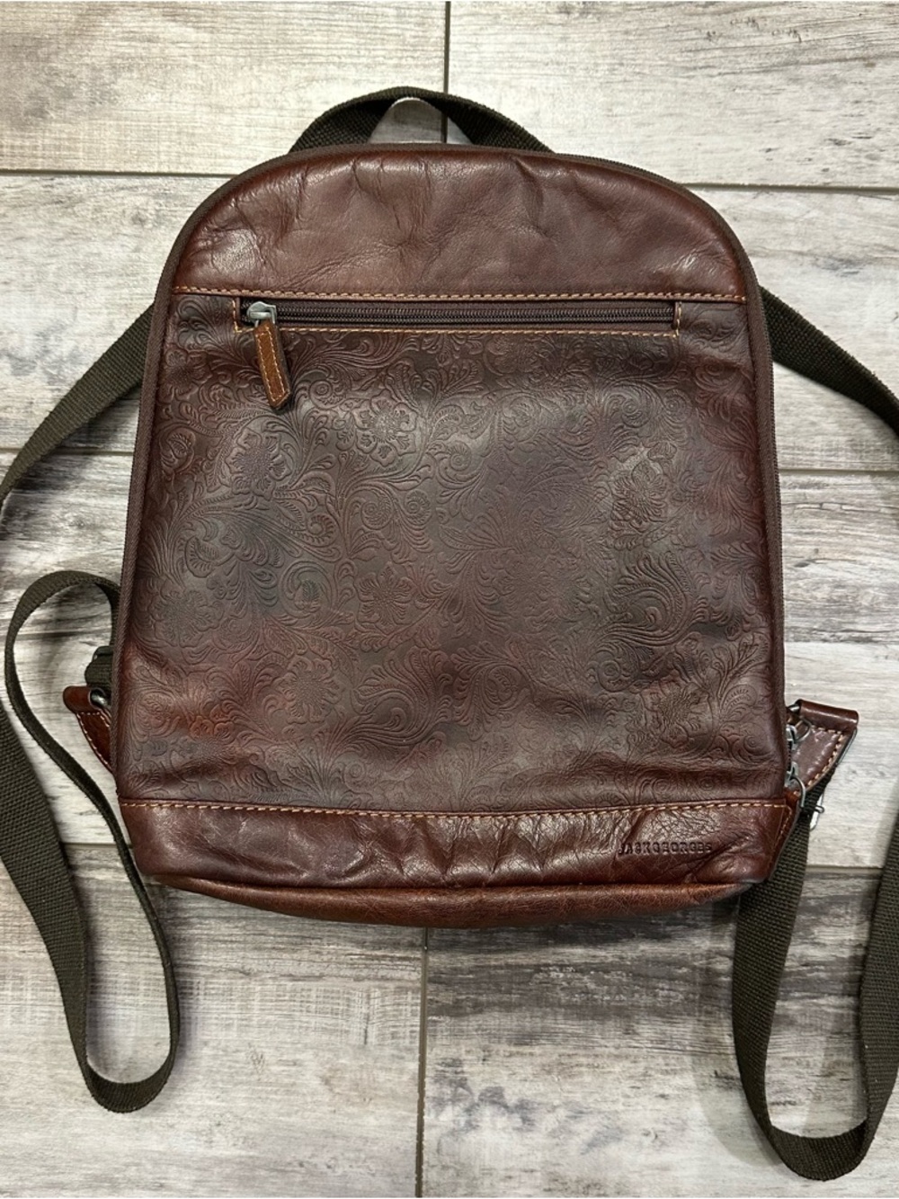 Women’s Brown Embossed Leather Backpack - Stylish Everyday Carry